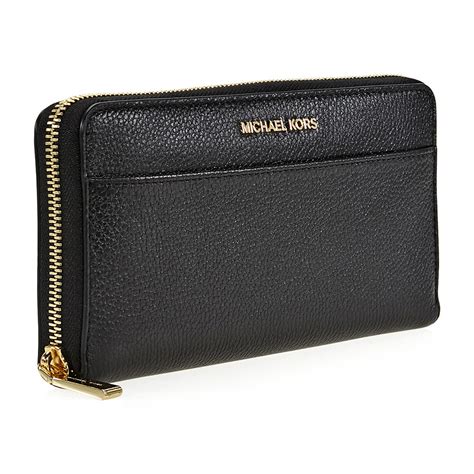 michael kors logo embossed leather wallet black|black mk wallet women.